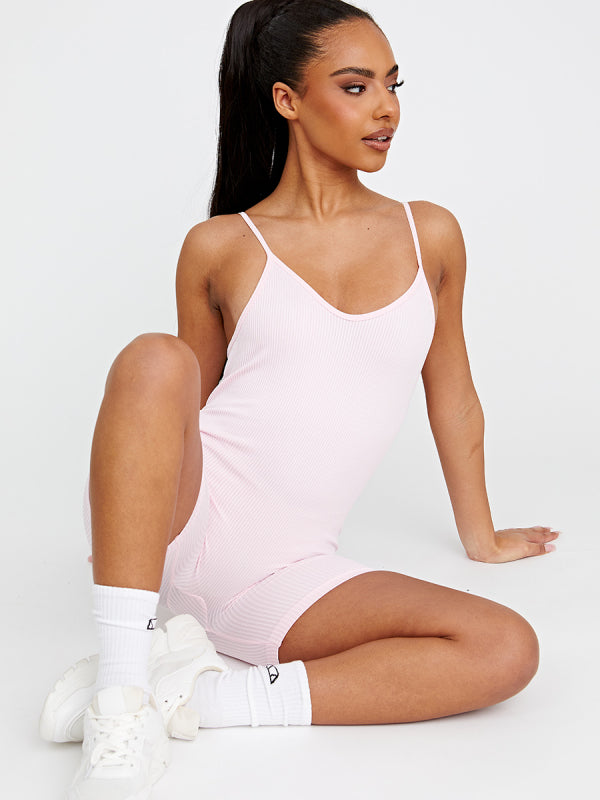 Strappy Ribbed Basic Unitard