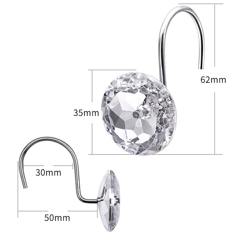 12 Piece Acrylic Rhinestone Curtain Hook Set