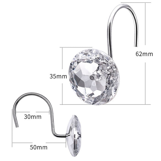 12 Piece Acrylic Rhinestone Curtain Hook Set