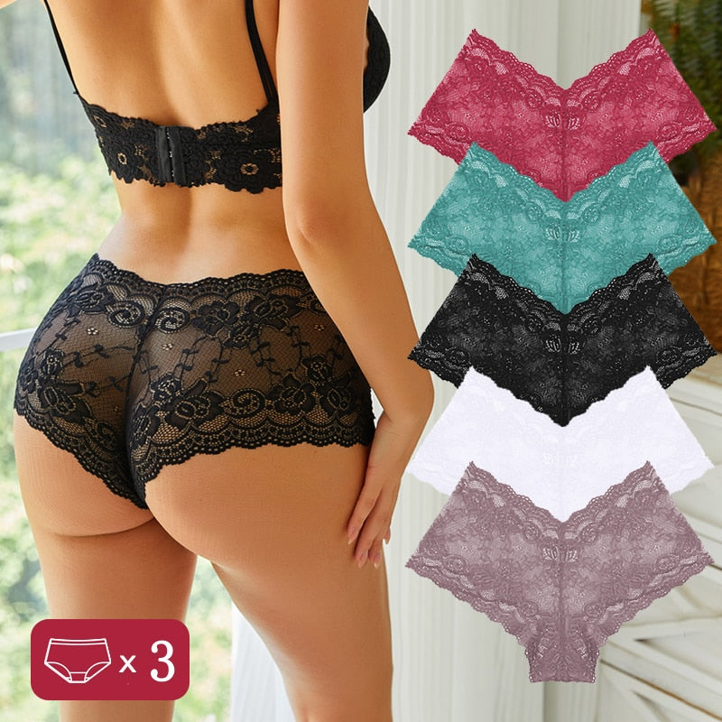 3 Pairs Lace Knickers