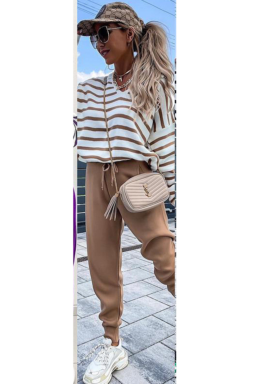 Striped Jumper And Knitted Jogger Set