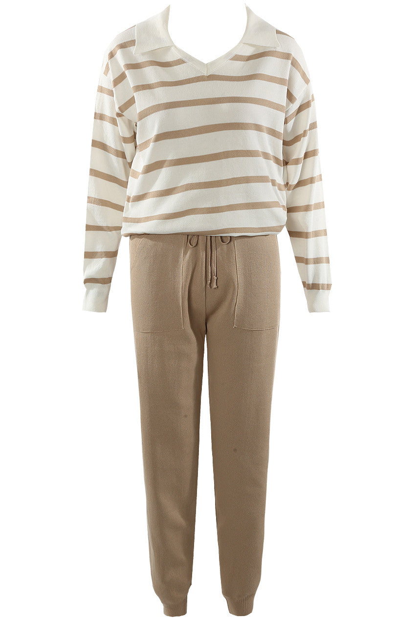 Striped Jumper And Knitted Jogger Set