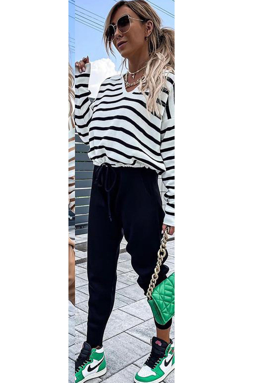 Striped Jumper And Knitted Jogger Set