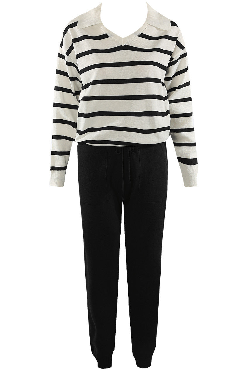 Striped Jumper And Knitted Jogger Set