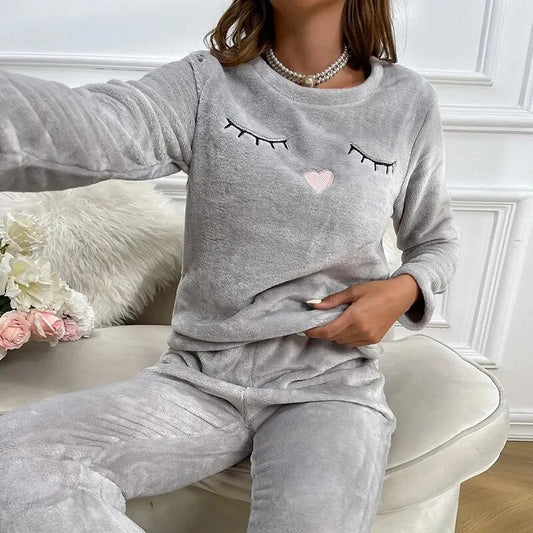 Grey Teddy Eyelash Pyjama Set