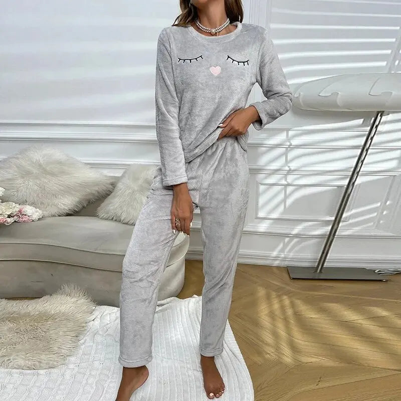 Grey Teddy Eyelash Pyjama Set