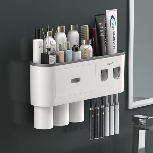 Bathroom Magnetic Adsorption Inverted Toothbrush Holder Wall - Automatic Toothpaste Squeezer Storage Rack Bathroom Accessories