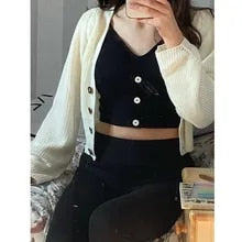 Black Cute Ribbed Cropped Vest