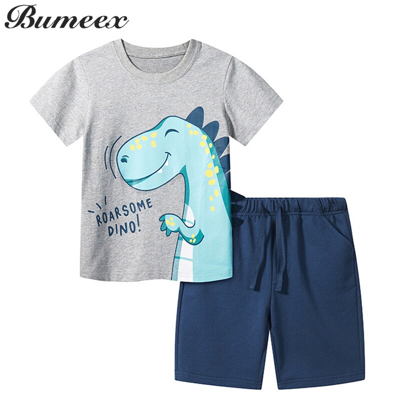 Dinosaur Printed Short-Sleeved Set for Boys