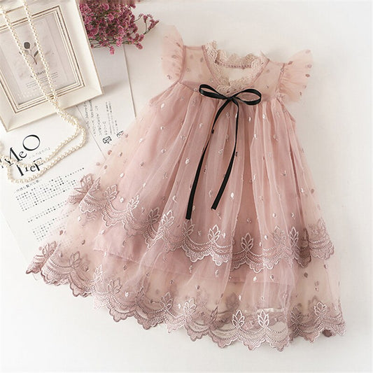 Girls Lace Dress With Bow