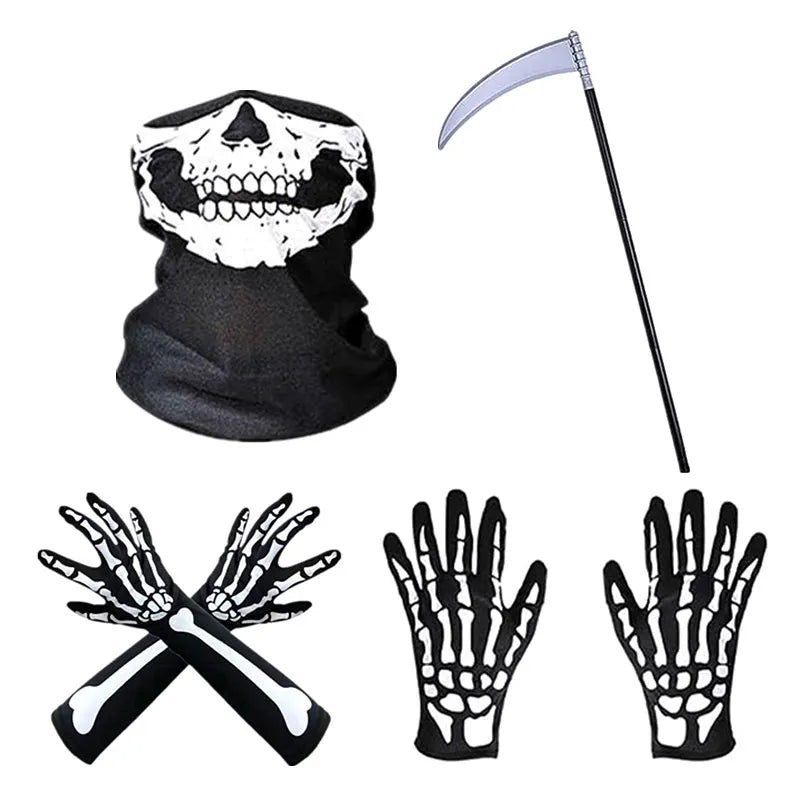 Halloween Skeleton Gloves, Mask and Accessory