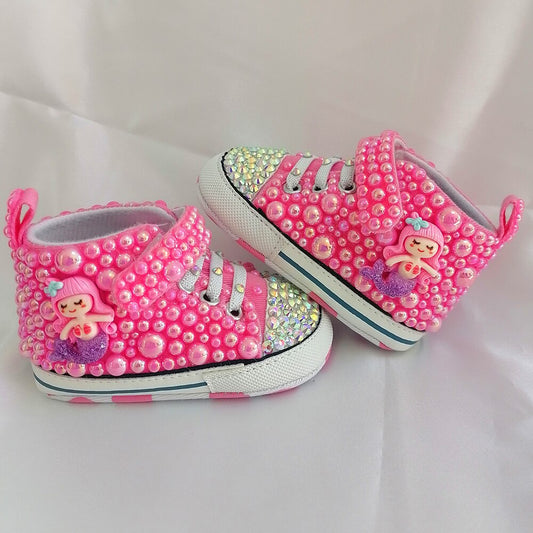 Handmade Bow Pearl Rhinestones Baby Girls Shoes