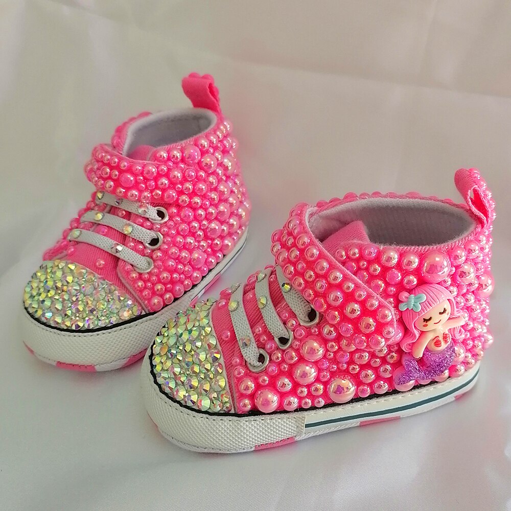 Handmade Bow Pearl Rhinestones Baby Girls Shoes