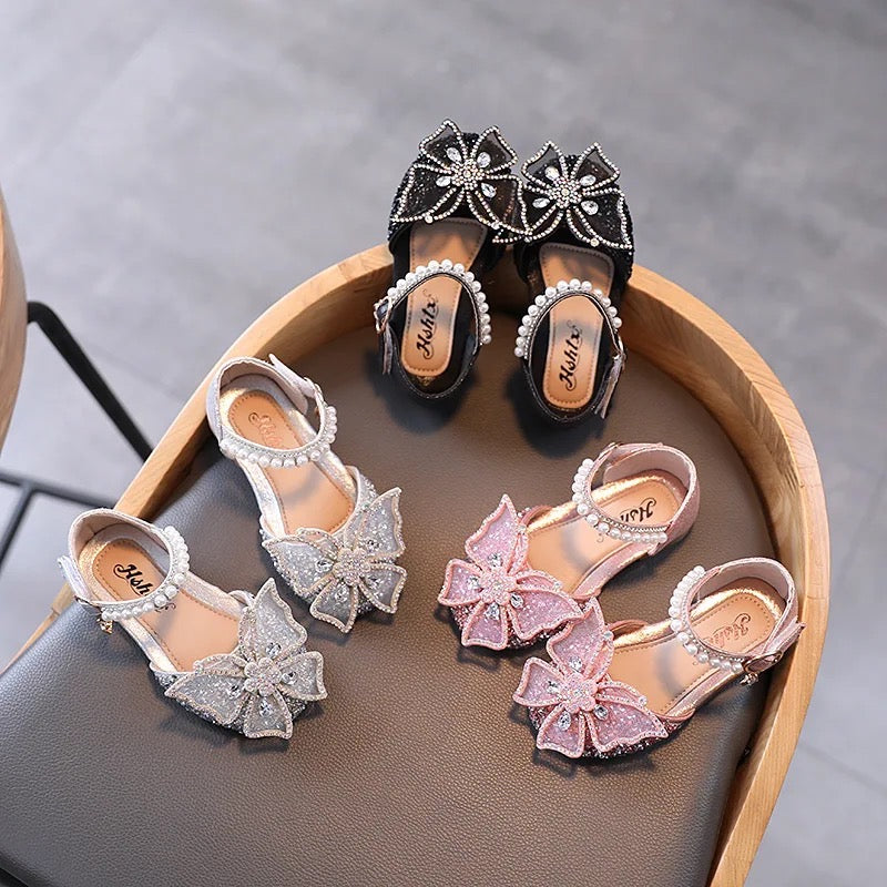 Sparkly Butterfly Sandals With Pearl Detail