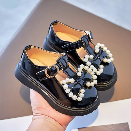 Smart Pearl Bow Shoes - Black / 4 inf - Black / 5 inf - Black / 6 inf - Black / 7 inf - Black / 8 inf - Black / 9 inf - Black / 10 inf - Black / 11 inf