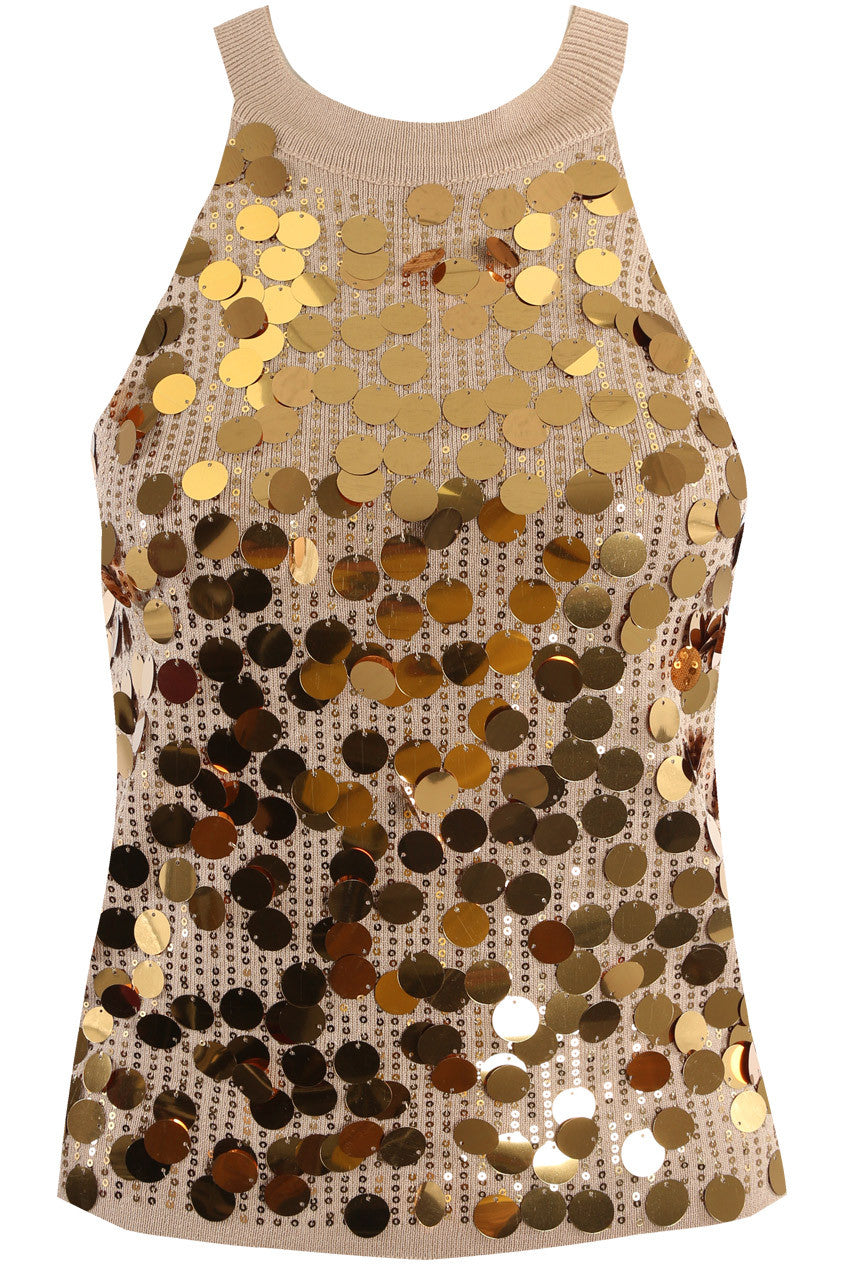 Sequin High Neck Tank Top