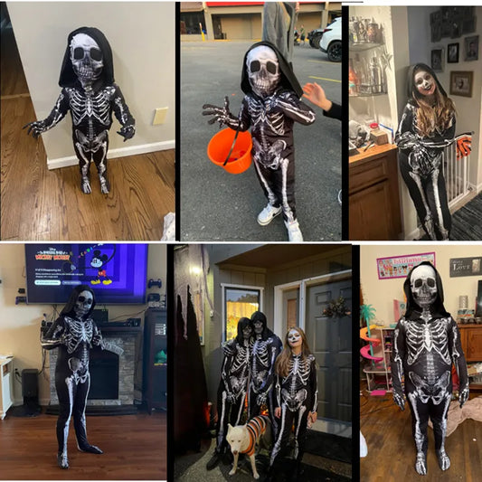 Kids Scary Halloween Skeleton Jumpsuit