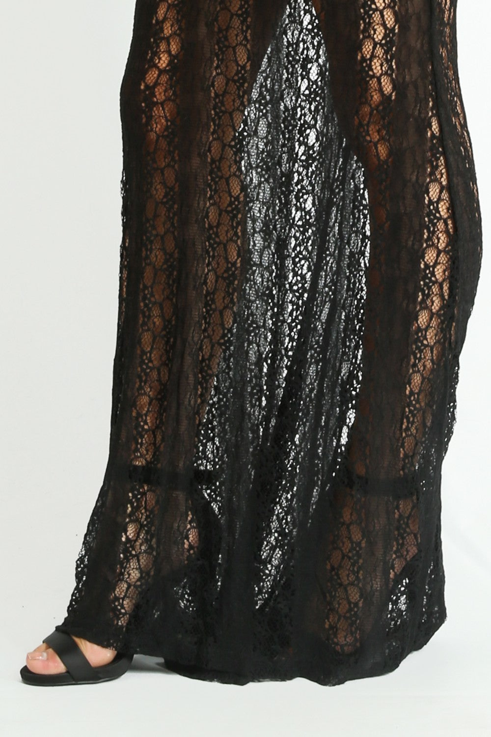 Sheer Lace Maxi Bodycon Dress