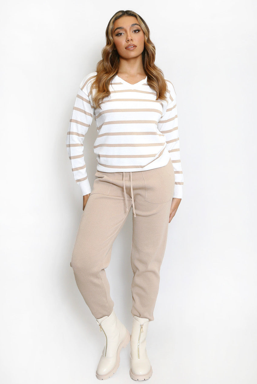 Striped Jumper And Knitted Jogger Set