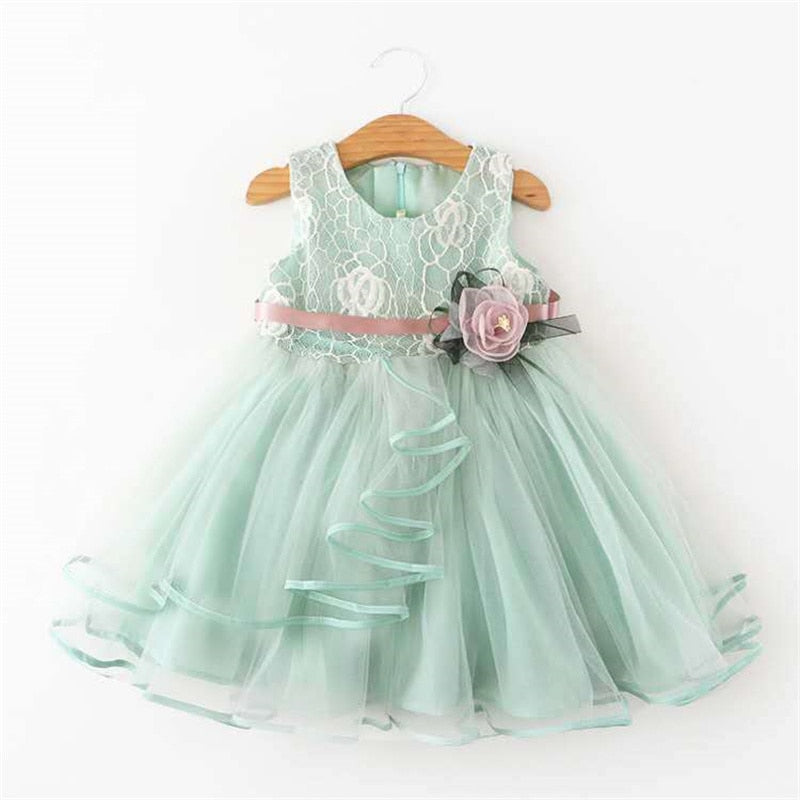 Evening Dress Rose Sleeveless Birthday Party Children Yarn Tutu Dress