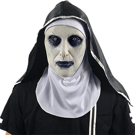 The Scary Nun Latex Mask With Head Scarf Valak