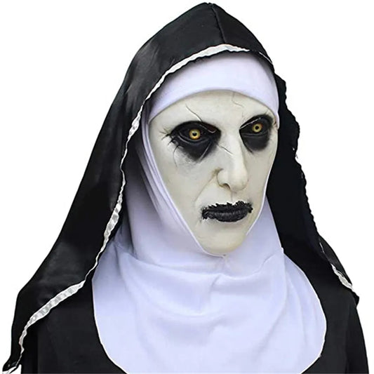 The Scary Nun Latex Mask With Head Scarf Valak