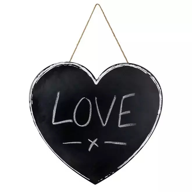 Heart Shaped Chalkboard with White Outline 30 cm