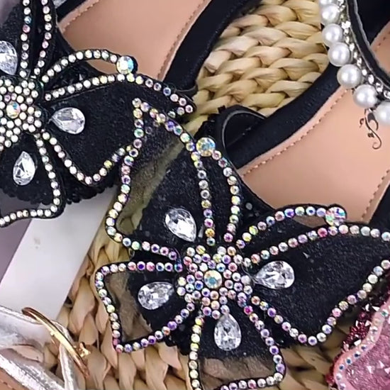 Sparkly Butterfly Sandals With Pearl Detail