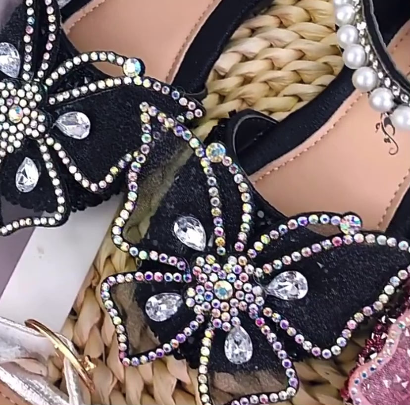 Sparkly Butterfly Sandals With Pearl Detail