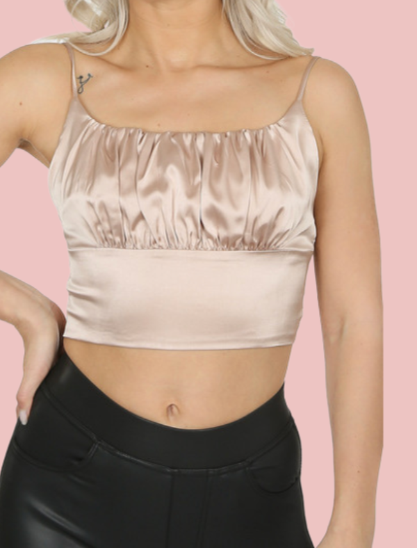 Pleated Satin Cami Top