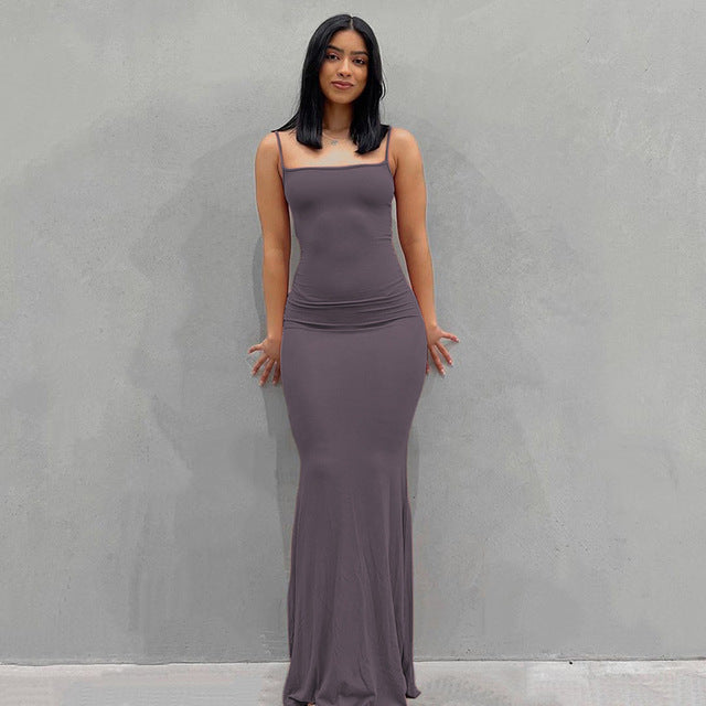 Satin Slip Sleeveless Backless Maxi Dress - Purple / 6 - Purple / 8 - Purple / 10 - Purple / 12 - Purple / 14