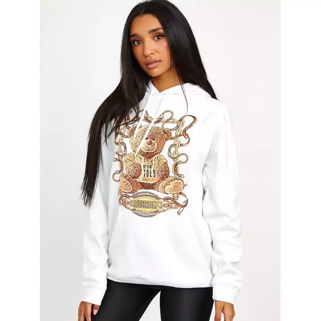 Mischief Teddy Graphic Print Hoodie